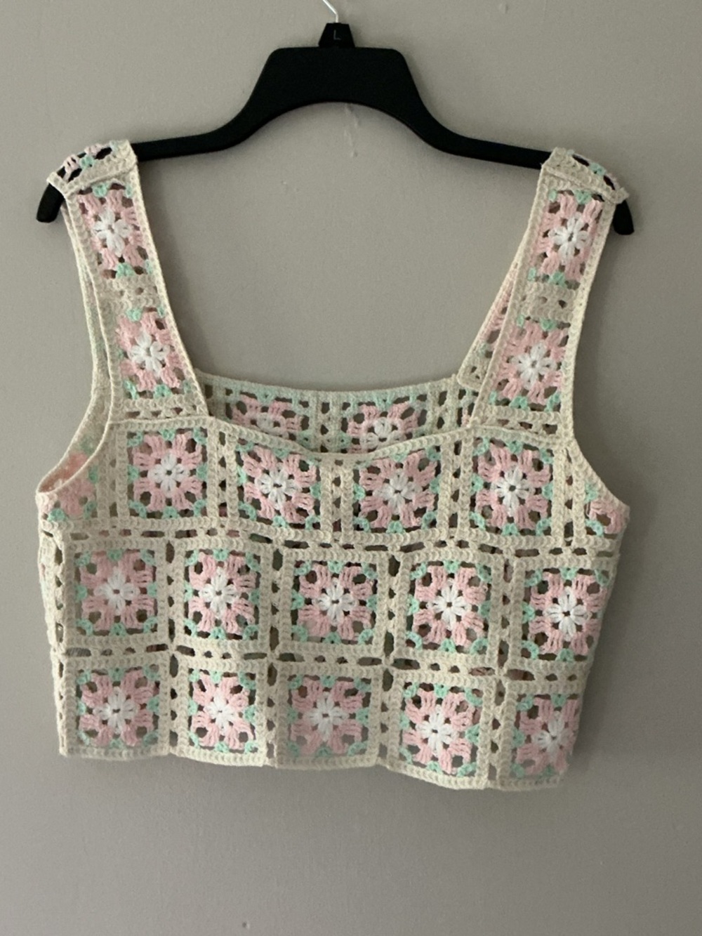 Pastel Colors Crochet Granny Square Crop Top